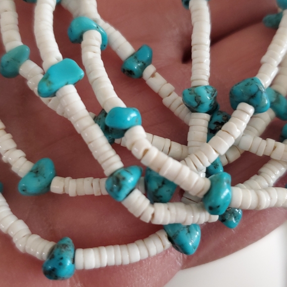Vintage Turquoise and Heishi Multi Strand Necklace - Picture 3 of 10